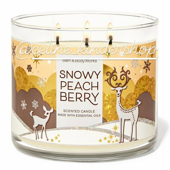 Bath And Body Works Snowy Peach Berry 3 Wick Candle Large Candle