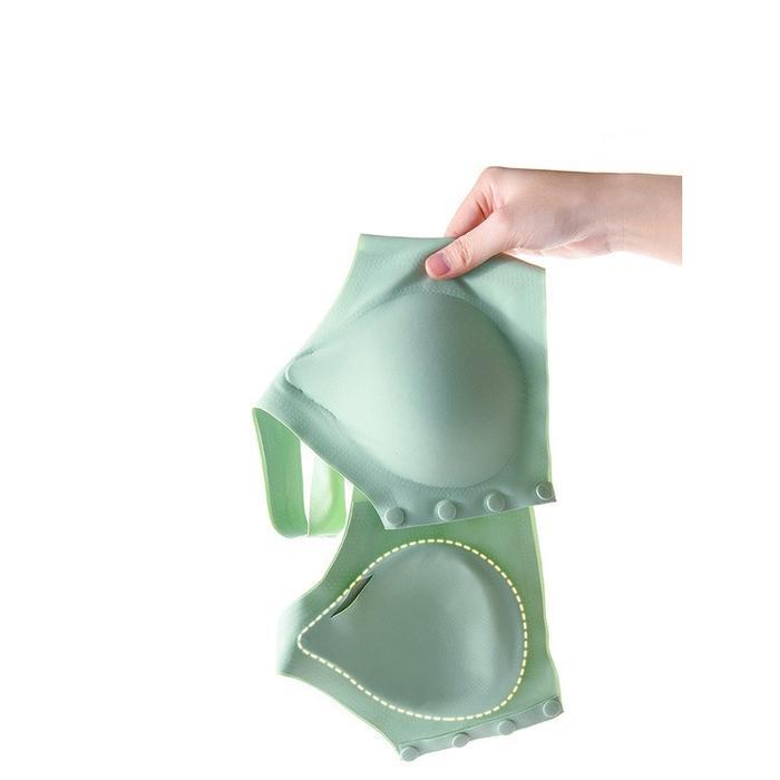 Polini - Pakaian Dalam Wanita Bra Seamless Ice Silk BH Wanita Tanpa Kawat Kancing Depan Motif Polos
