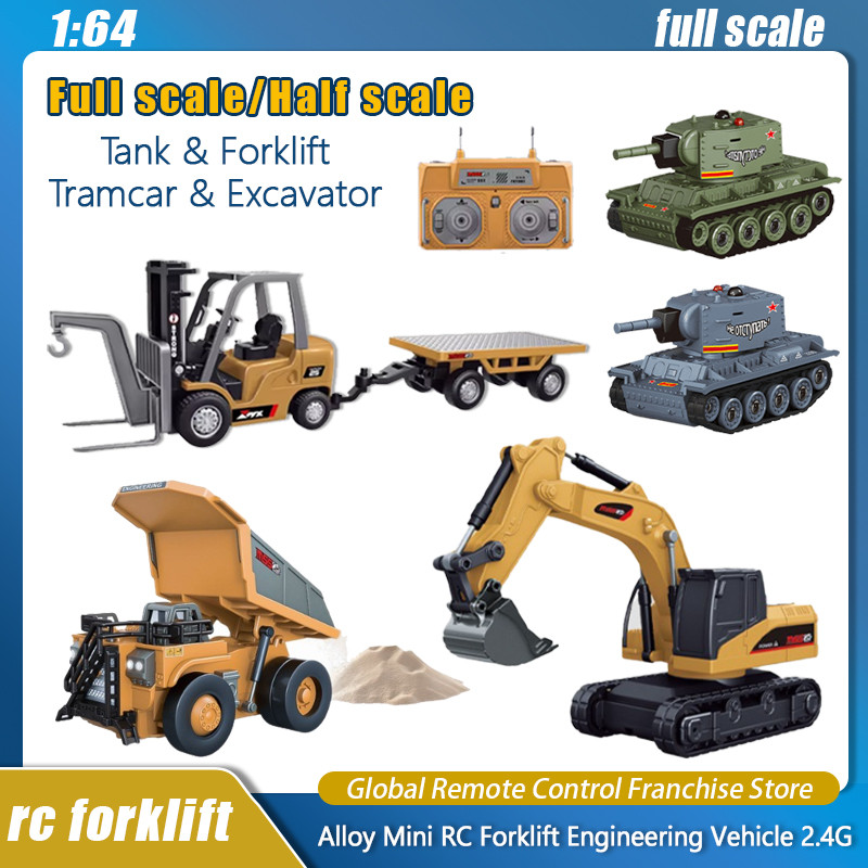 In Stock 1:64 Rc Forklift Rc Excavator Full scale&Half scale 2.4G Remote Control Tanks Mobile Phone