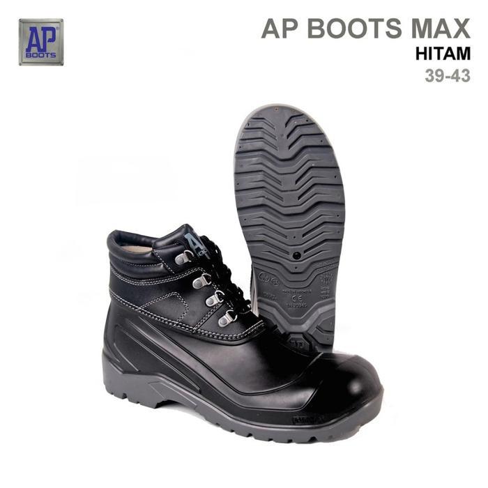 liqo- Sepatu Boot Safety Ap Boots Ap Max Hitam Kontruksi Proyek Ap Max