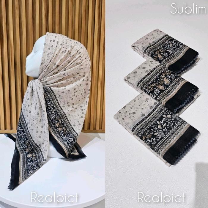 dowg- Hijab Segi Empat Voal Motif Lusi Putih Hitam