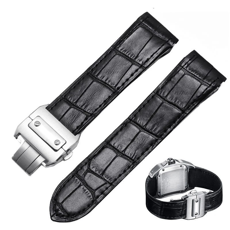 High quality leather watch strap suitable for cartier Santos strap Santos 100 men's and women's