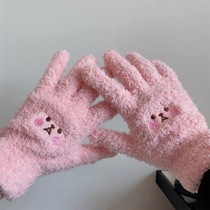 sarung tangan wanita bahan wooll tebal dan halus/ sarung tangan motor wanita lucu (Stg smile)