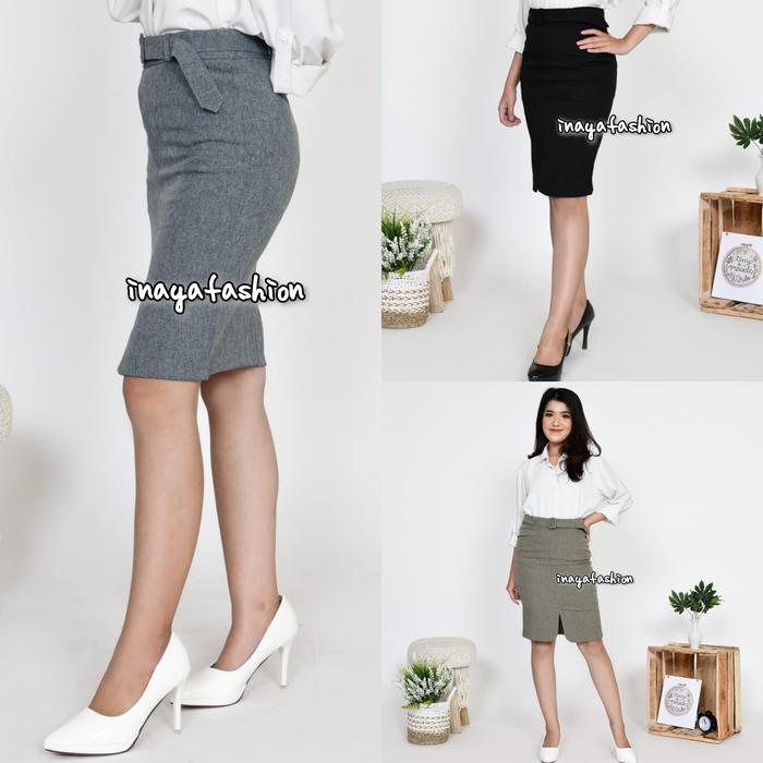 [Voucher] Rok Kerja Hitam Pendek Span Rok Span Belah Depan Bahan Formal Kantor