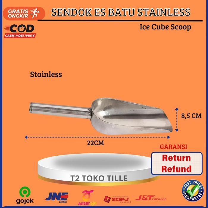 Sekop Sendok Es Batu Ice Cube Scoop Stainless Serbaguna Besar