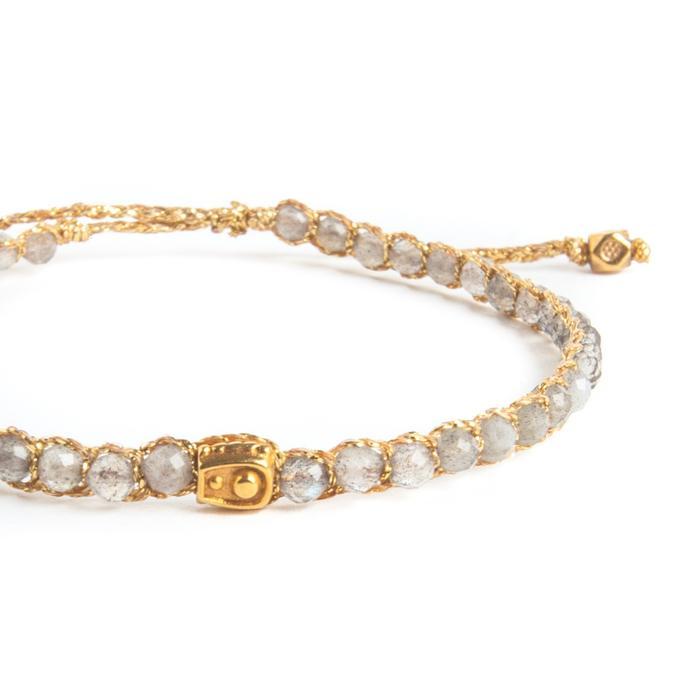 Labradorite Batu Intan Permata Tali Gold Gemstones Bracelet For Women Aesthetic Samapura