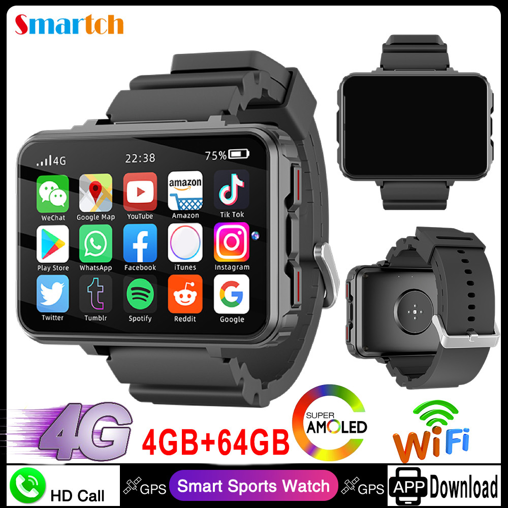 4G 2. 4Inch Amoled Screen Smart Watches Gps Wifi Sos Android Ios Phone 4Gb 64Gb Camera Smartwatch