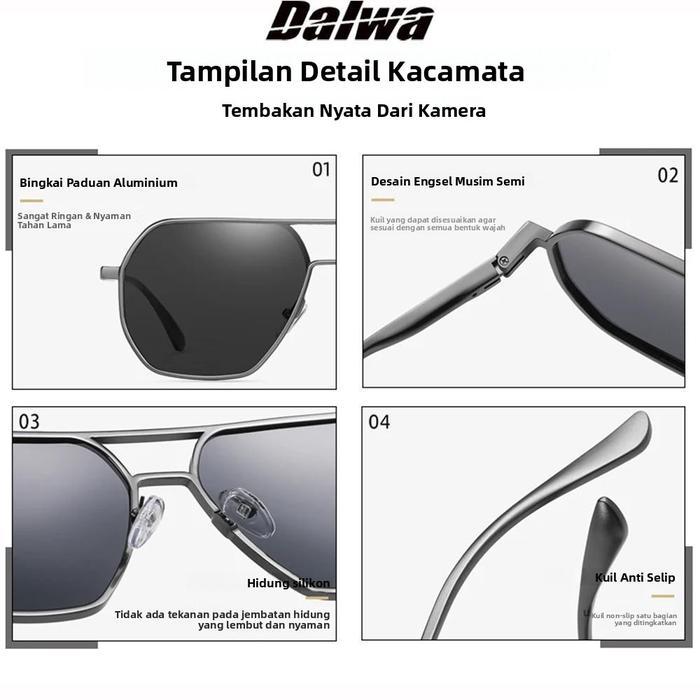 [Material Rocket] Kacamata Hitam Photochromic Polarized Dalwa Untuk Nyetir Pria - Lensa Fleksibel,