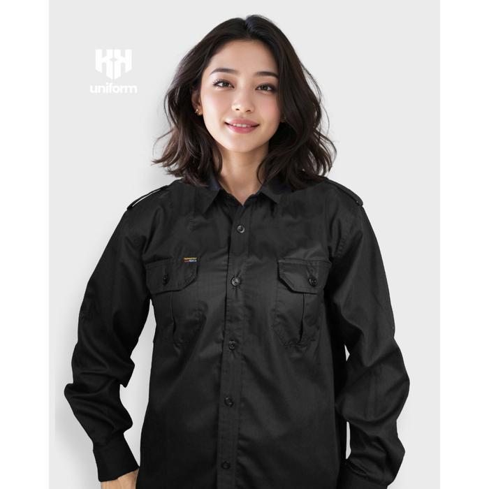 KEMEJA LAPANGAN NAGATA / OUTDOOR/ PDL/ PDH FORMAL, ATASAN LENGAN PANJANG WARNA HITAM - KK UNIFORM