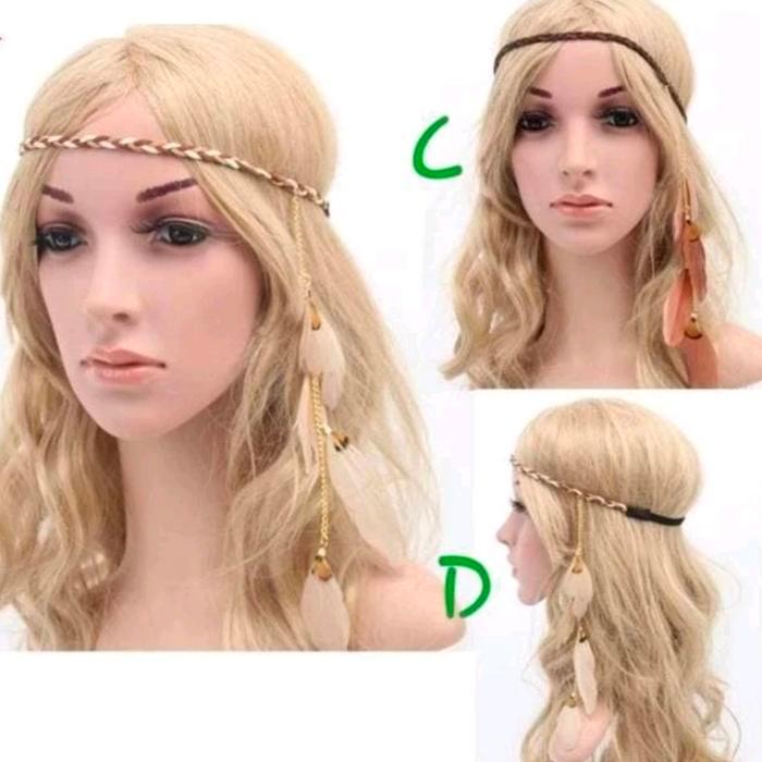 xxf2zi- Headband Bulu Merak / Mahkota Rambut / Hiasan Bulu Kepala Bohemian / Headpiece Bulu