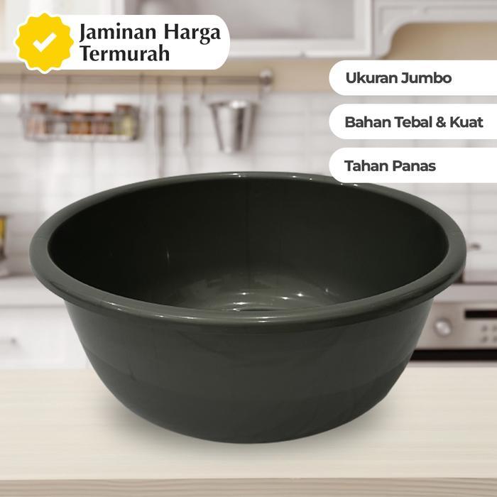 News Baskom Bulat Besar Baki Plastik Serbaguna Abu 45x18cm