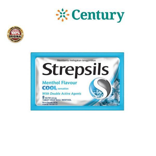 idom- Strepsils Cool Isi 8 Butir Menthol Flavour - Permen Rasa Mentol