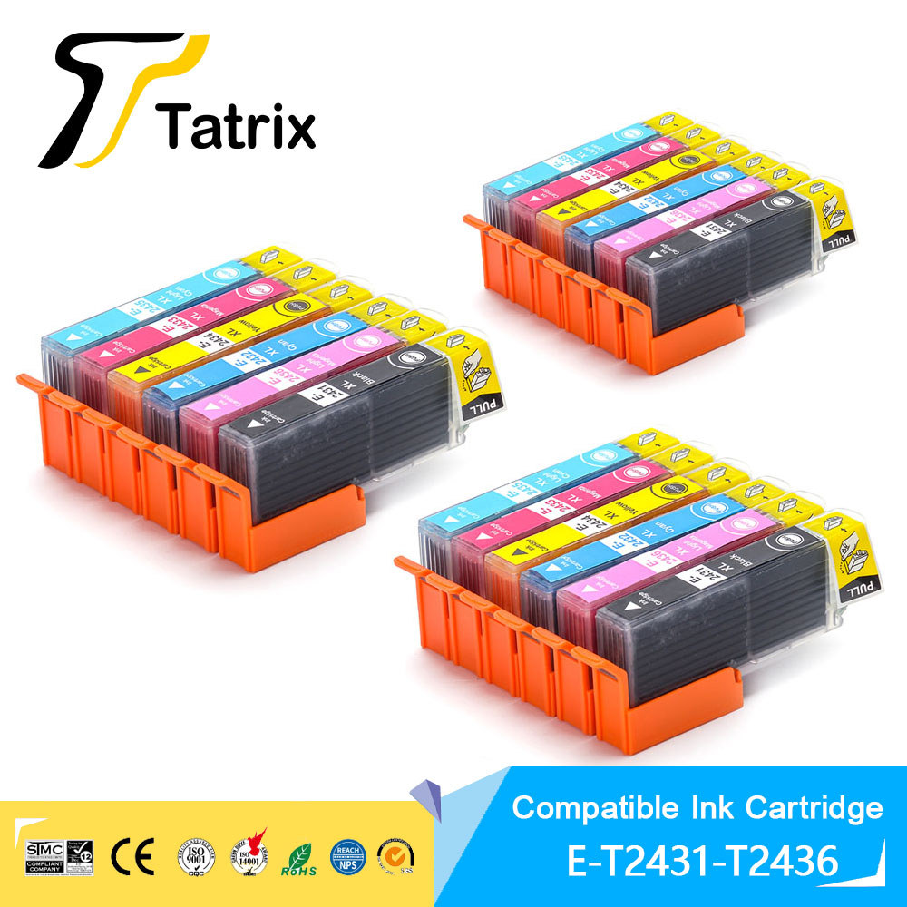 Compatible Ink Cartridge For T2431 24Xl T2431-T2436 For Expression Photo Xp-55 Xp-750 Xp-760 Xp-850