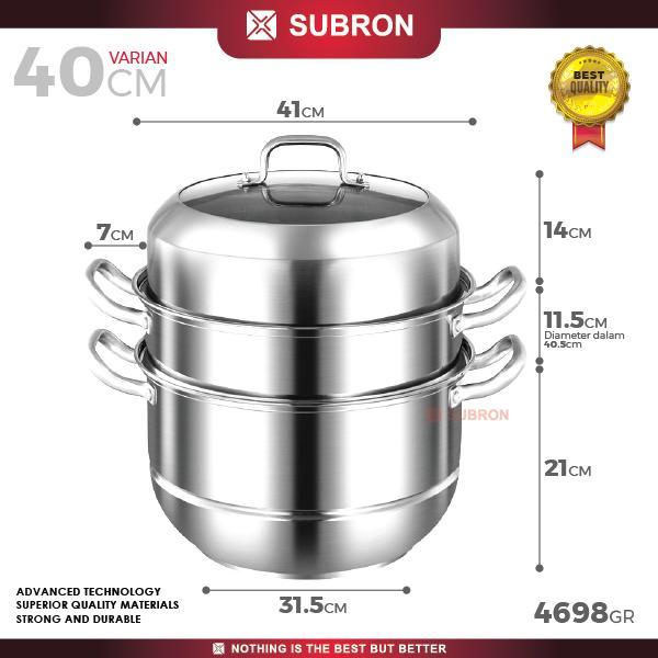 SUBRON Panci Kukus 3 Susun 40cm Besar Multifungsi Stainless Tebal
