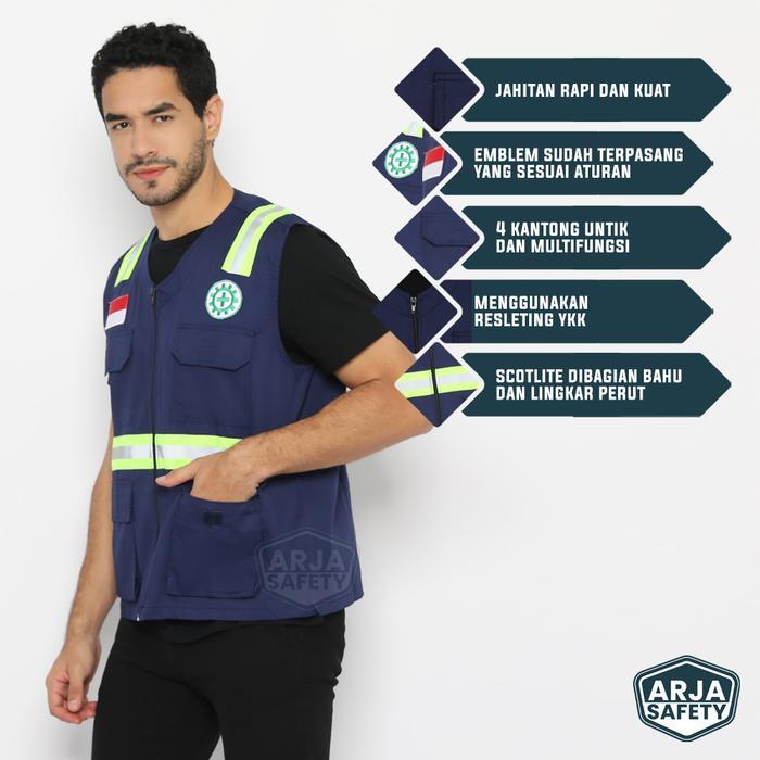ORIGINAL ARJA SAFETY [ FREE K3 & BENDERA ] Rompi K3 Premium Safety Vest Premium Quality Rompi Kerja