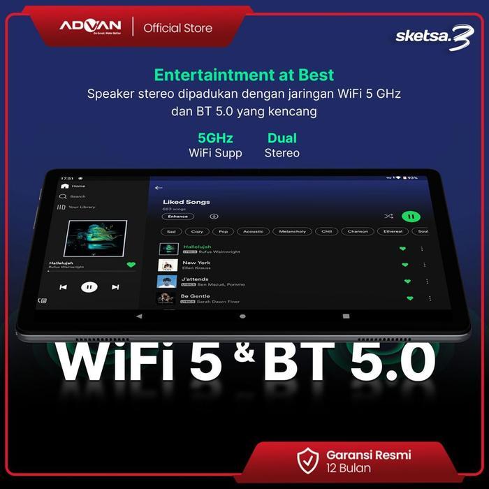 akseso- Tablet 10 Inch Advan Sketsa 3 6/128 Ram 6Gb Internal 128Gb Resmi