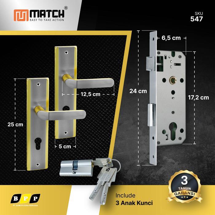 Jimali.Fabilo - Kunci Pintu Rumah Classic Modern 25Cm Fullset Ml99 Match Silinder Kuningan