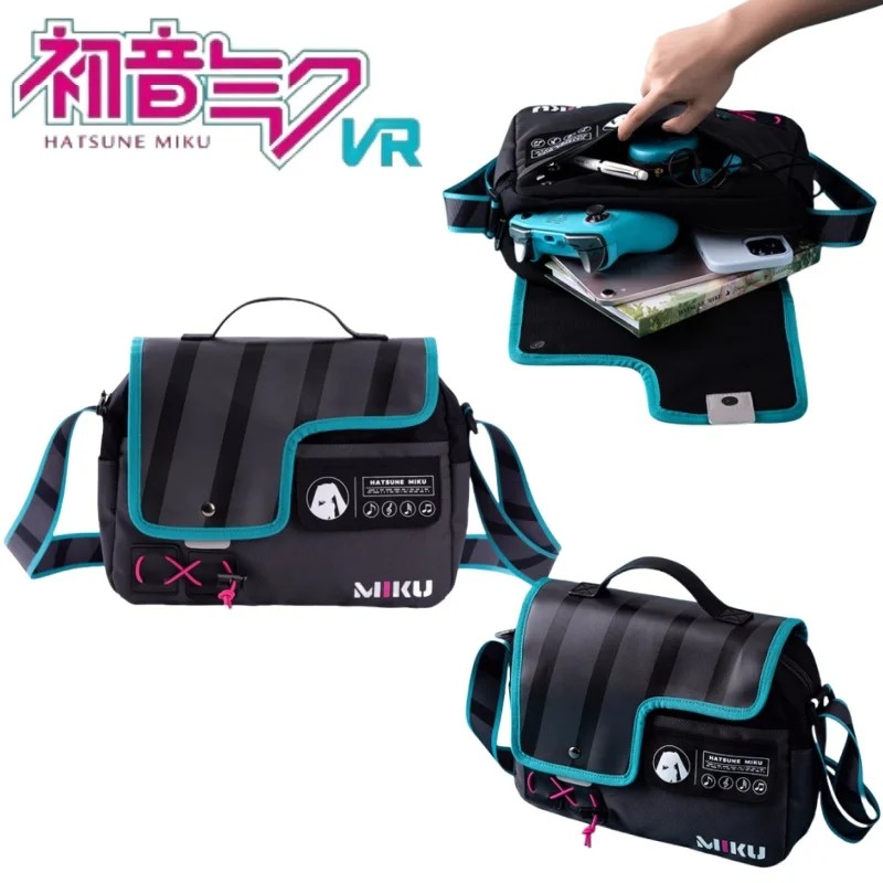 Bandai Hatsune Miku Buckle Shoulder Bag Cartoon Hatsune Miku Large Capacity Cool Storage Bag Anime