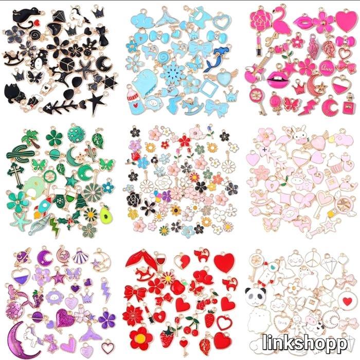 CHARM ENAMEL PAKET 10PCS MACAM BENTUK DAN WARNA