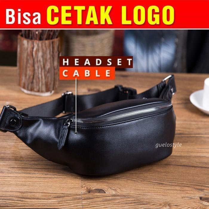 Eiger Adventurre Store - Tas Slempang Kulit Pria Cowok Korea Selempang Slingbag Black