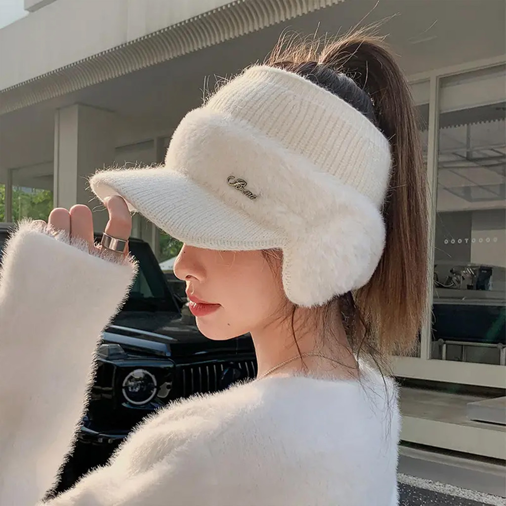 Winter Hat For Women New Fashion Winter Warm Ear Wing Knitted Cap Baseball Cap Outdoor Sports