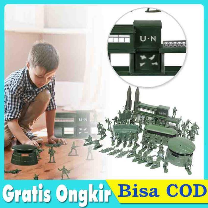 56Pcs 5Cm Army Men Soldier Figures Set Mainan Edukasi Anak Kode 1076