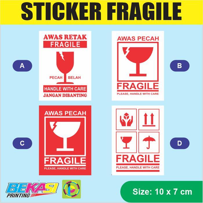 Sticker Fragile / Stiker Awas Barang Pecah Belah Uk. Besar