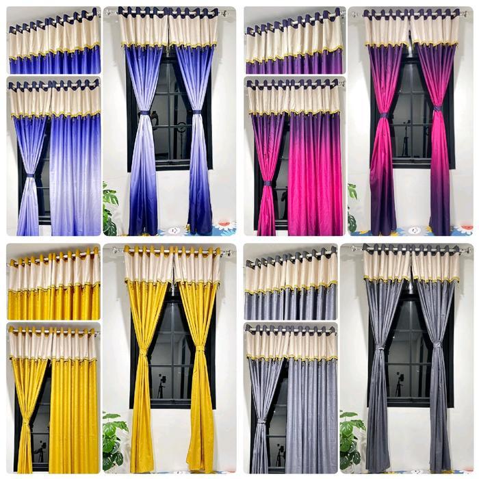 Gorden Smokring Poni Renda Kristal Mewah Ukuran 120 x 220 Free Tali Gorden