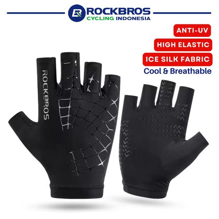 5y4j- Rockbros S202 Sarung Tangan Sepeda Non Padding Half Finger Gloves Outdoor Sport Mtb