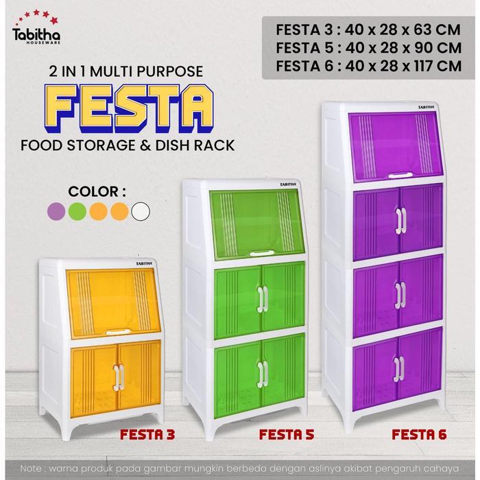 Promo Lemari Piring Dapur Plastik 2 Tingkat Festa 3 402863 Cm, Pintu Transparan, Rak Tirisan