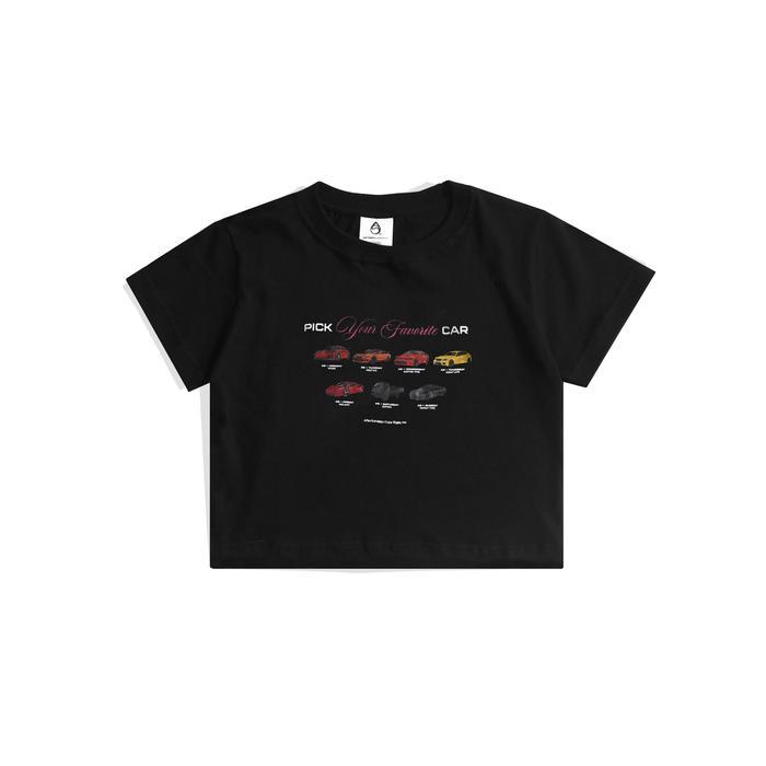 [Voucher] T-SHIRT KAOS WANITA CROP TOP FAVORITE BLACK AFTERSUNDAYS