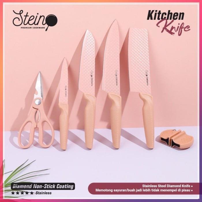 Stein Cookware Diamond Knive Set Pisau 6Pcs - Pink