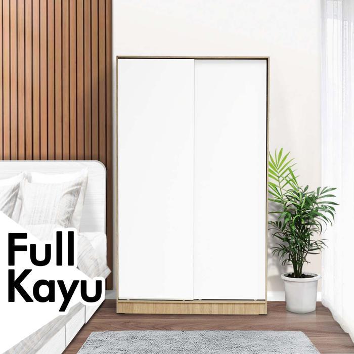 HOMEFUN- Lemari Pakaian Kayu 2 Pintu Sliding / Geser Modern Minimalis - Taylor
