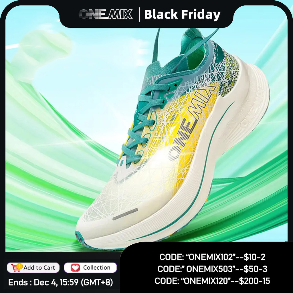 Onemix Marathon Carbon Plate Running Shoes Shock Absorption Ultra-Light Sports Shoes Rebound