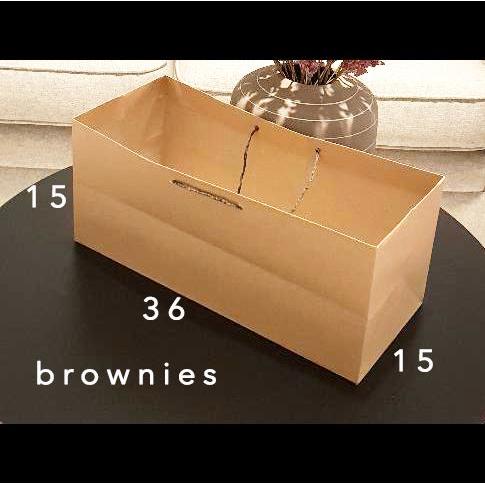 ( 12 biji ) paperbag brownies ukuran L paper bag coklat 36 x 15 tas kertas polos samson bolu goodie