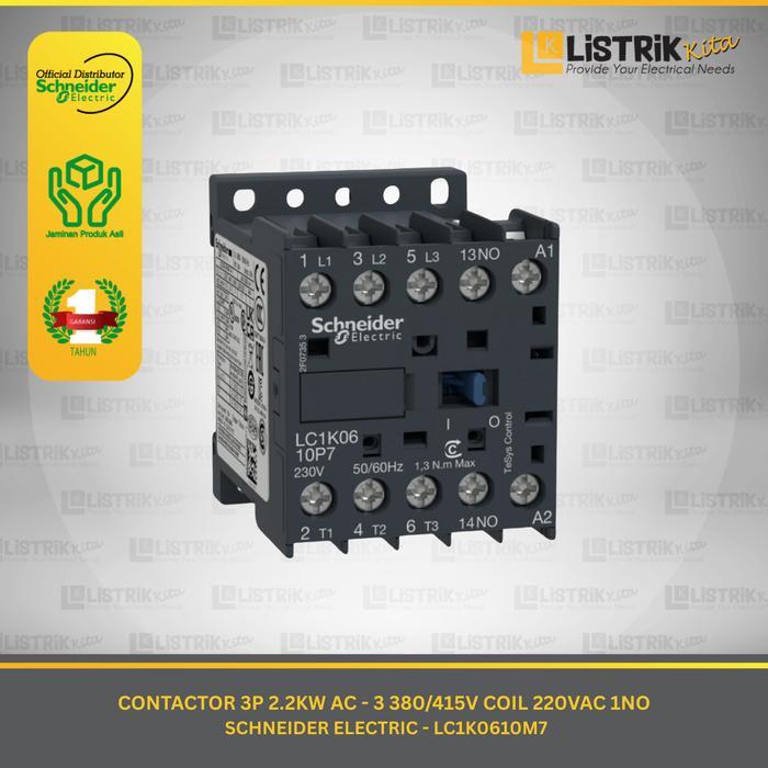 Contactor 3P 2.2Kw Ac-3 380/415V Coil 220Vac 1No