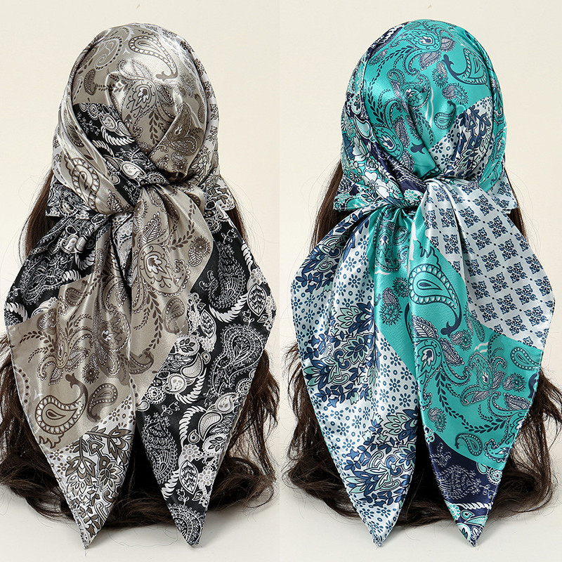 90*90Cm Paisley Printed Square Scarf Women Luxury Designers Scarf Fashion Headband Soft Satin Hair