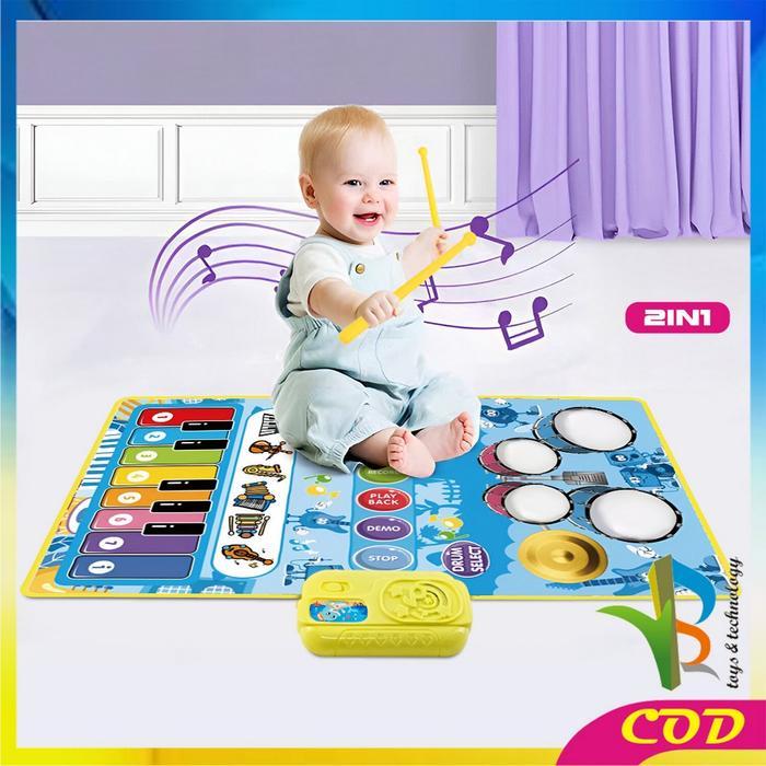 Berkualitas [COD] RB M378 Mainan Edukasi Anak Playmat 2IN1 Music Mat Piano Drum / Mainan Anak