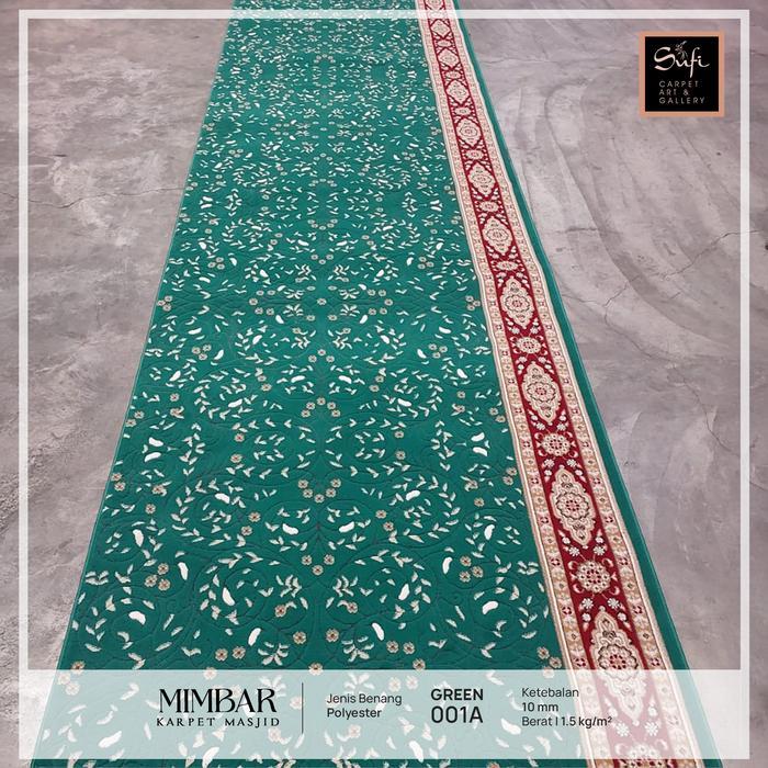 ASLI Karpet Masjid / Sajadah Masjid Meteran Design Turki Mimbar 001A Hijau/Green READY STOCK