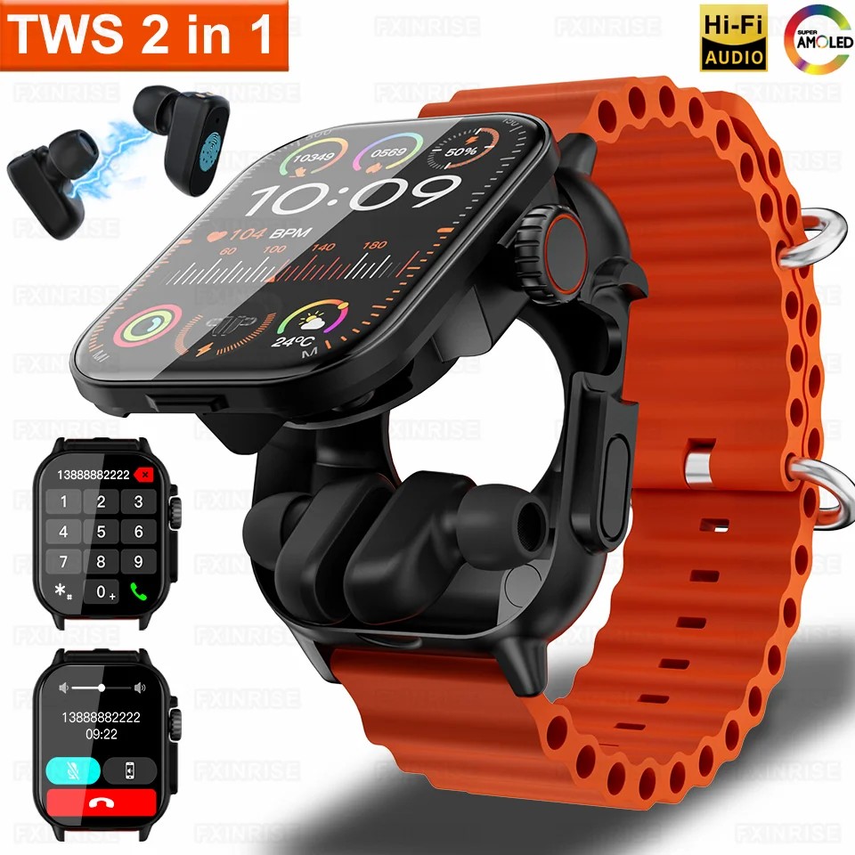 2-In-1 Smartwatch Gt8 Full Screen Touch Bluetooth With Headphones Smartwatch Heart Rate And Blood