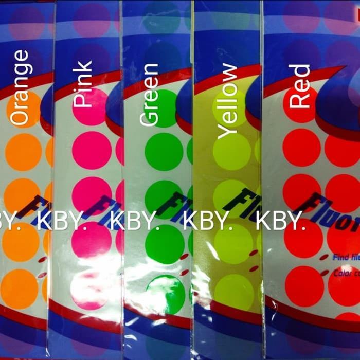 News STICKER STIKER LABEL BULAT WARNA 117 HIJAU KUNING MERAH ORANGE PINK