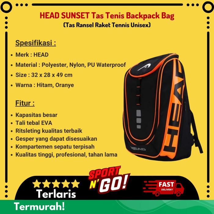 HEAD SUNSET TAS TENIS BACKPACK BAG - TAS RANSEL RAKET TENNIS UNISEX