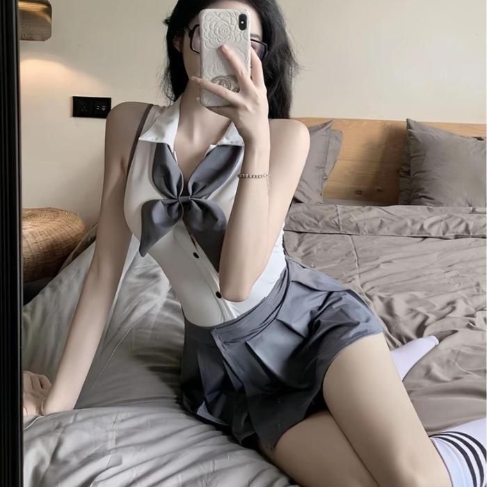 baju seragam dress Cosplay JK seragam rok wanita atasan + rok 1 set tipis