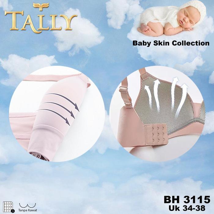Tally Bra Wanita - BH 3115 - Busa Tipis Cup A - B Tanpa Kawat Kait 3 Size 34 - 38 Seamless Nyaman