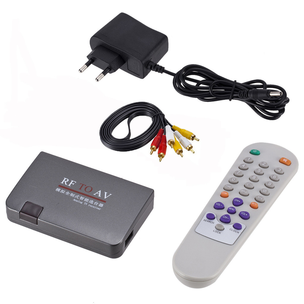 Konverter RF ke AV Konverter Sinyal TV Pemilih Saluran Otomatis Multi Sistem PAL dengan Remote Contr