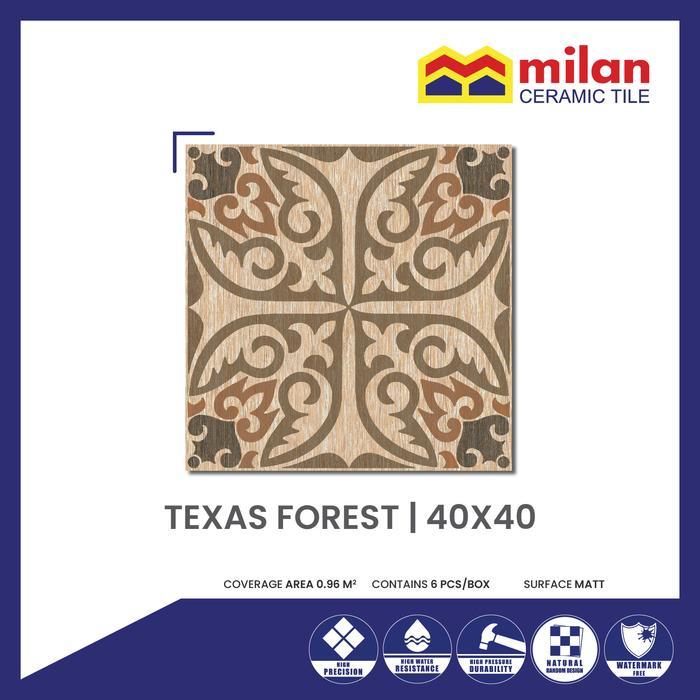 IDXXX- Milan Texas Forest 40X40 Keramik Lantai Motif Kayu Etnik Matt
