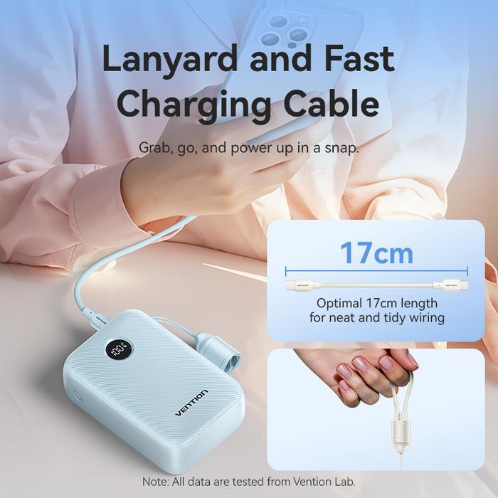 lussy- Vention Powerbank Pro Series 20000Mah 22.5W Built In Cable Fast Charging Dual Port