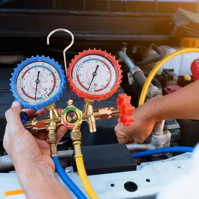 1 Set Alat Pengisian Freon Kulkas Brass Double Manifold Multi One Cool Pengisian Freon Ac Mobil Ac