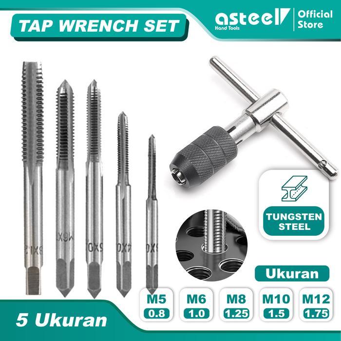 Tekiro Tools - Tap Set Alat Metrik Alat Pembuat Drat Metric Hand Tap Set 6 Pcs