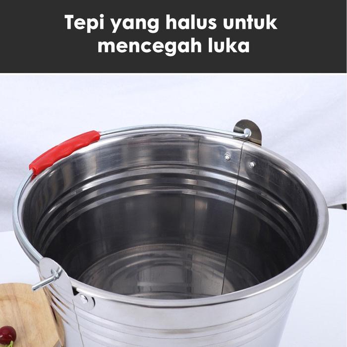 EMBER STAINLESS STEEL RUMAH TANGGA EMBER PORTABEL EMBER KOMERSIAL DENGAN TUTUP EMBER KAPASITAS BESAR